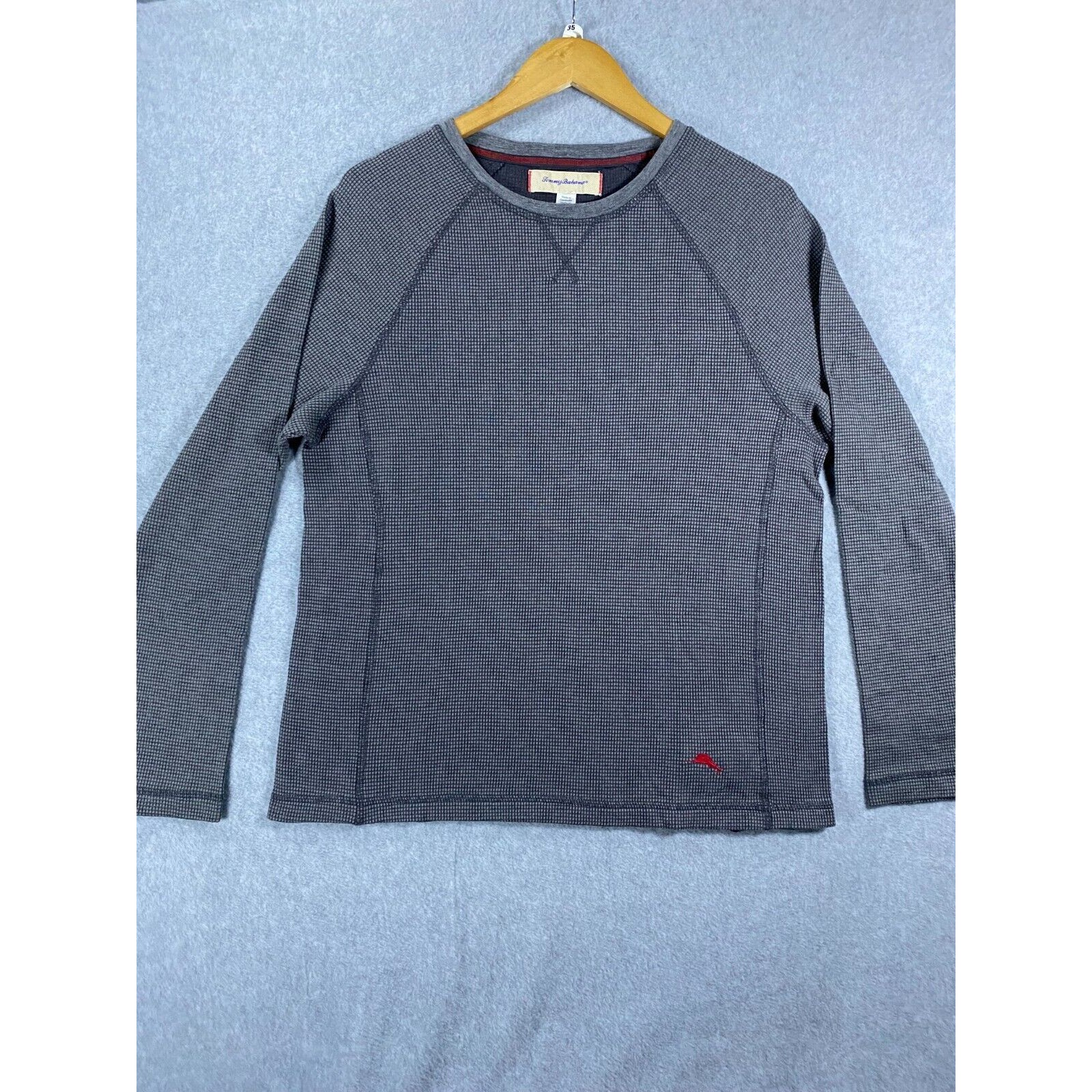 Tommy Bahama Thermal Shirt Men's Medium Gray Cotton Crew Neck Raglan Sleeve